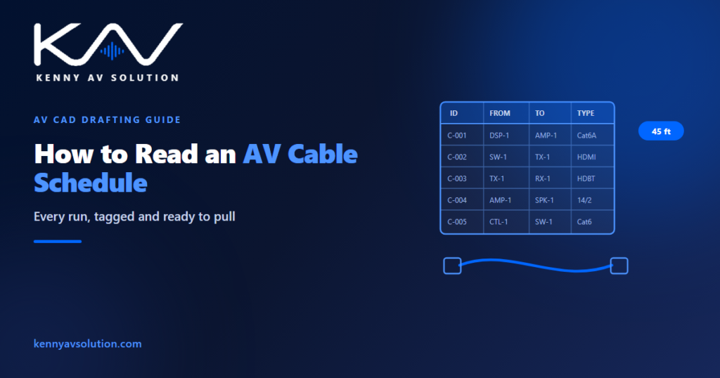 How to Read an AV Cable Schedule (Column by Column) - Kenny AV Solution AV CAD drafting guide