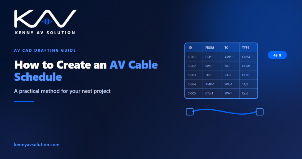 How to Create an AV Cable Schedule for Your Next Project - Kenny AV Solution AV CAD drafting guide