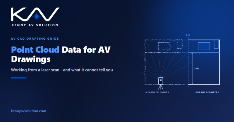 Point cloud data for AV drawings - measured scan points on the left resolving into drawn CAD geometry on the right